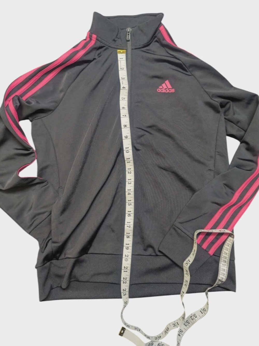 Adidas Black Zip Track Jacket Pink Stripes - Picture 7 of 10